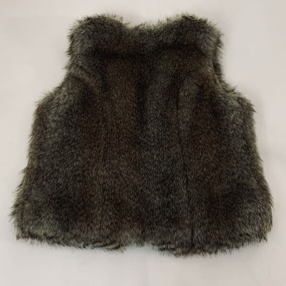 United Colors of Benetton Faux Fur Vest Girl XL 10/11 Brown Fluffy Preppy Glam - Picture 2 of 7